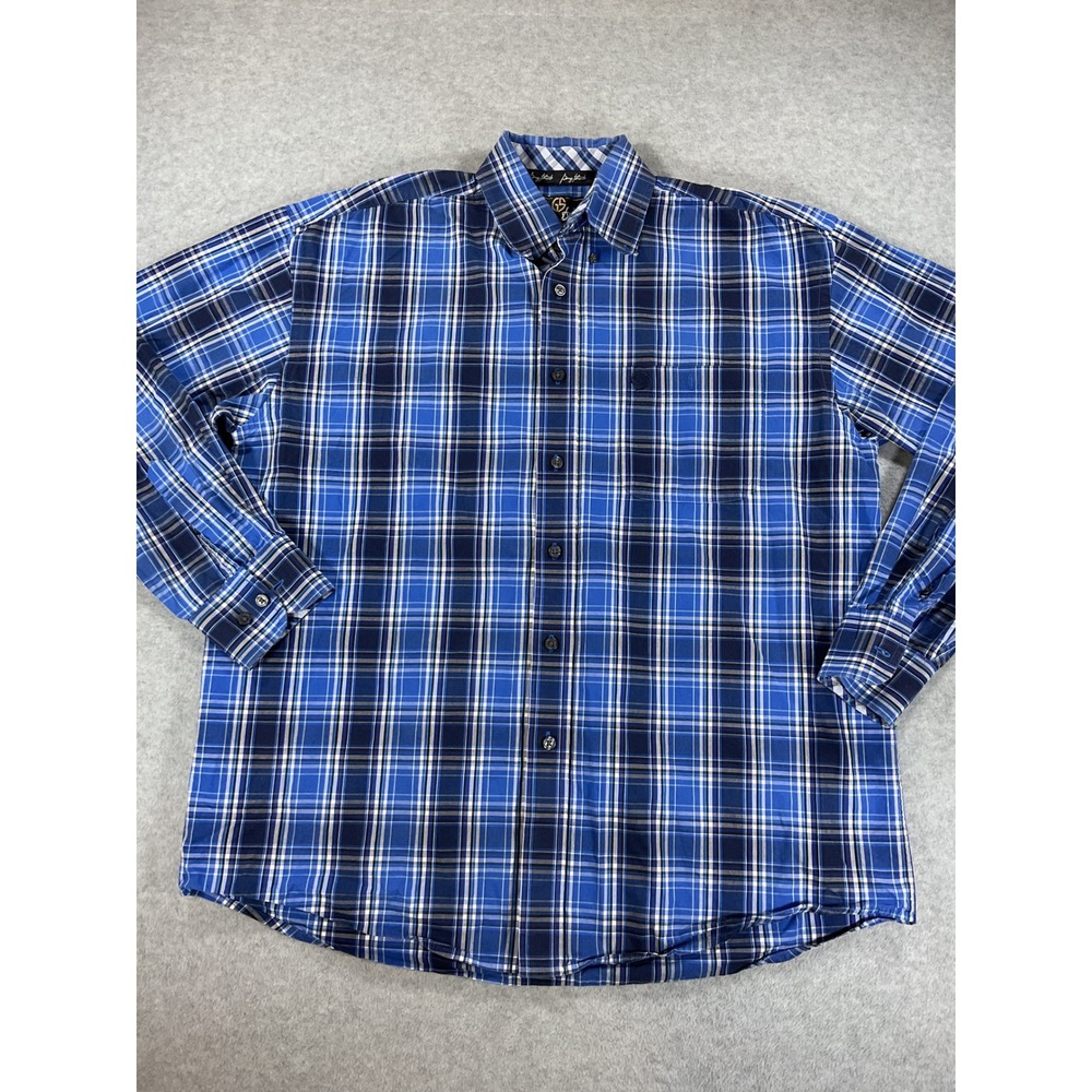 Wrangler George Strait Collection Blue Plaid Button Down Shirt Mens L 2508